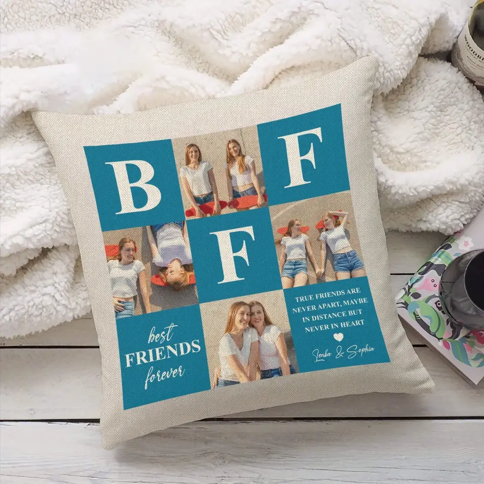 True Friends Are Never Apart Personalized Square Pillow - Image 3