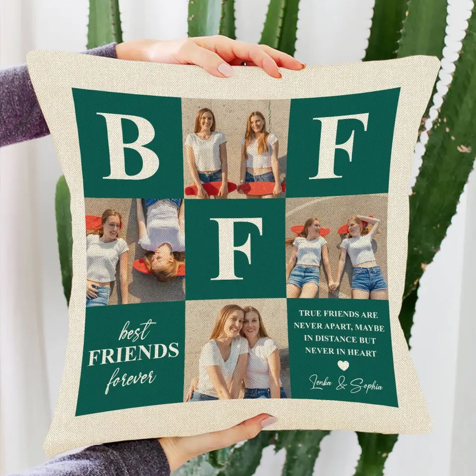 True Friends Are Never Apart Personalized Square Pillow - Image 4