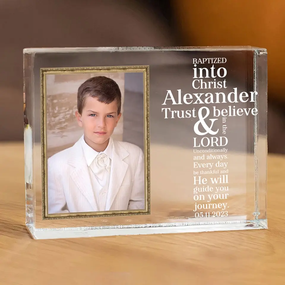 Trust & Believe In The Lord - Personalized Acrylic Plaque - Confirmation Gift, Baptism Gift - Image 5