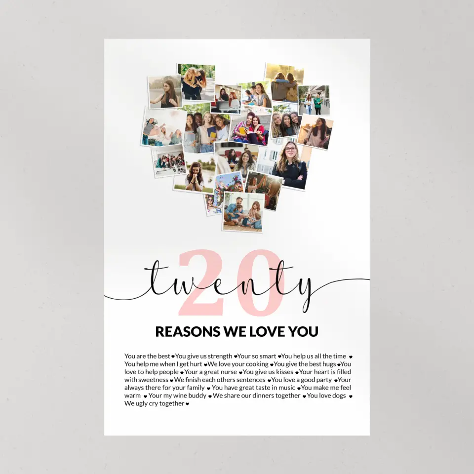 Twenty Reasons We Love You Upload Photo Canvas and Poster - Image 11