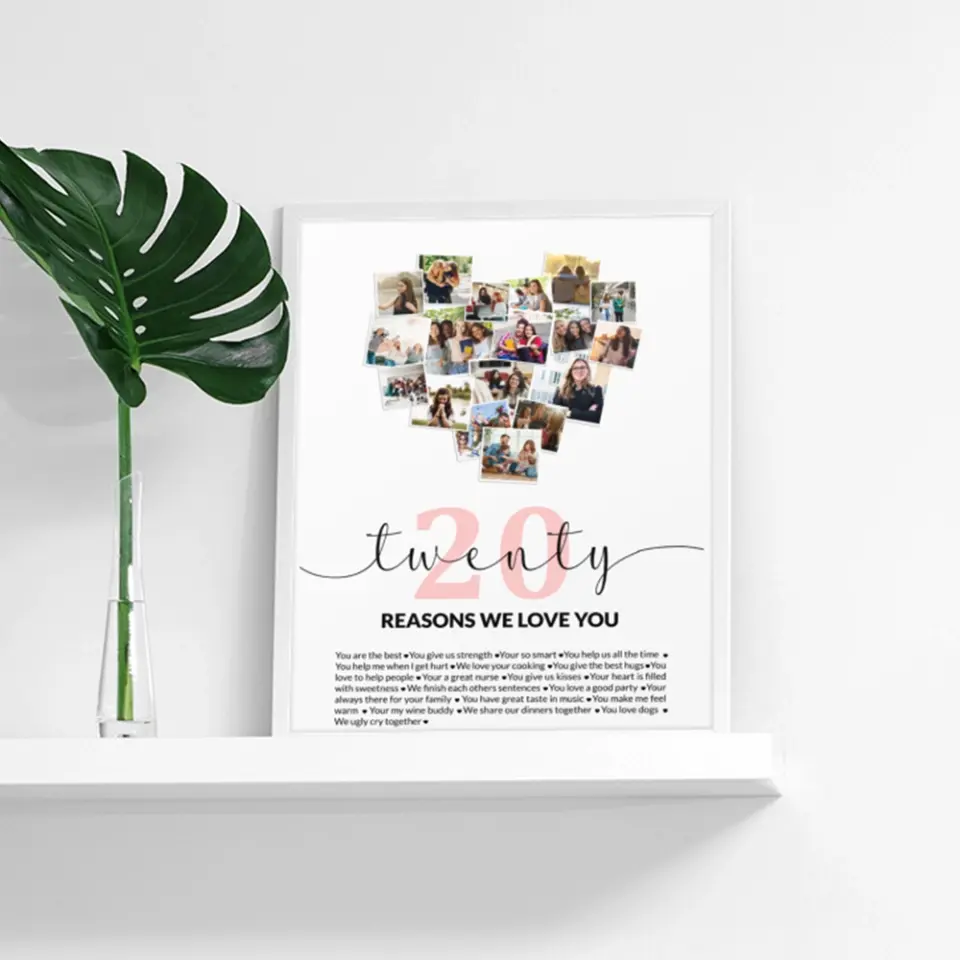 Twenty Reasons We Love You Upload Photo Canvas and Poster - Image 14