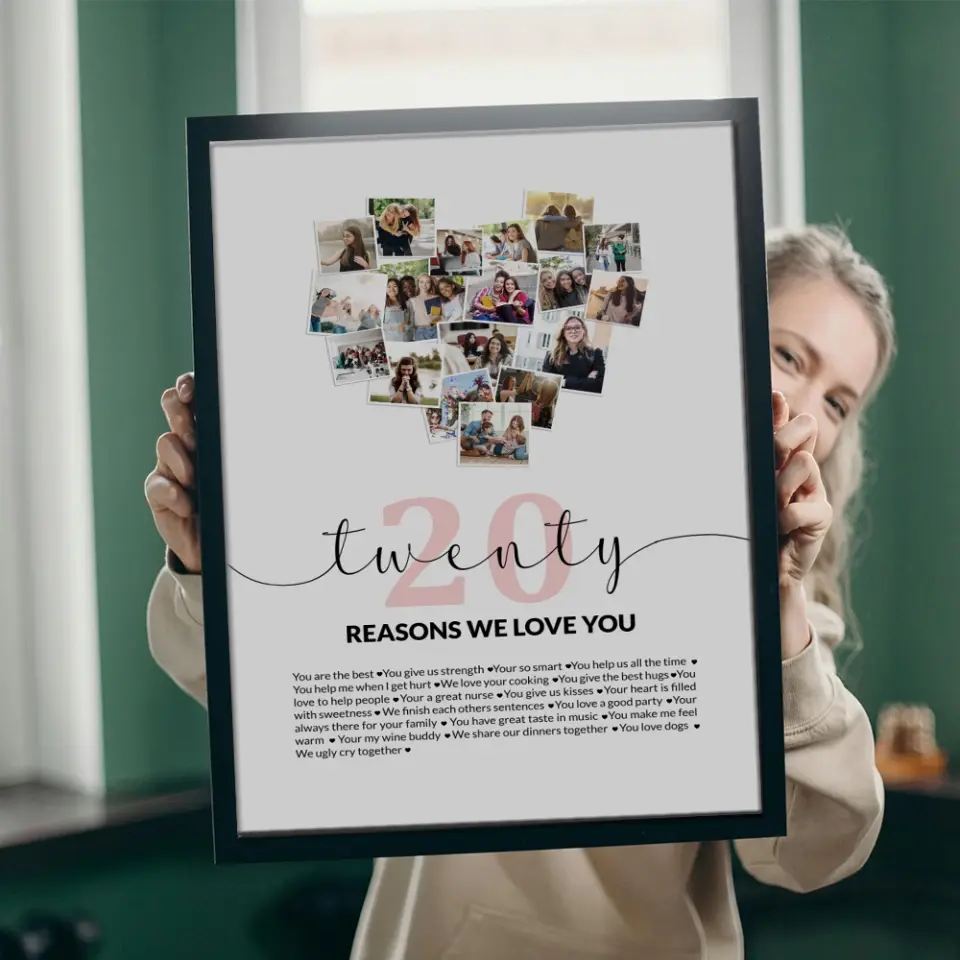 Twenty Reasons We Love You Upload Photo Canvas and Poster - Image 16