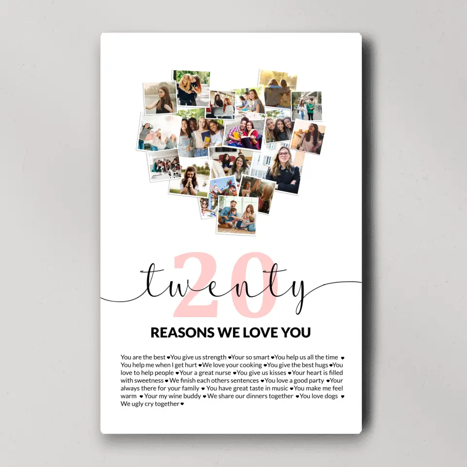 Twenty Reasons We Love You Upload Photo Canvas and Poster - Image 2