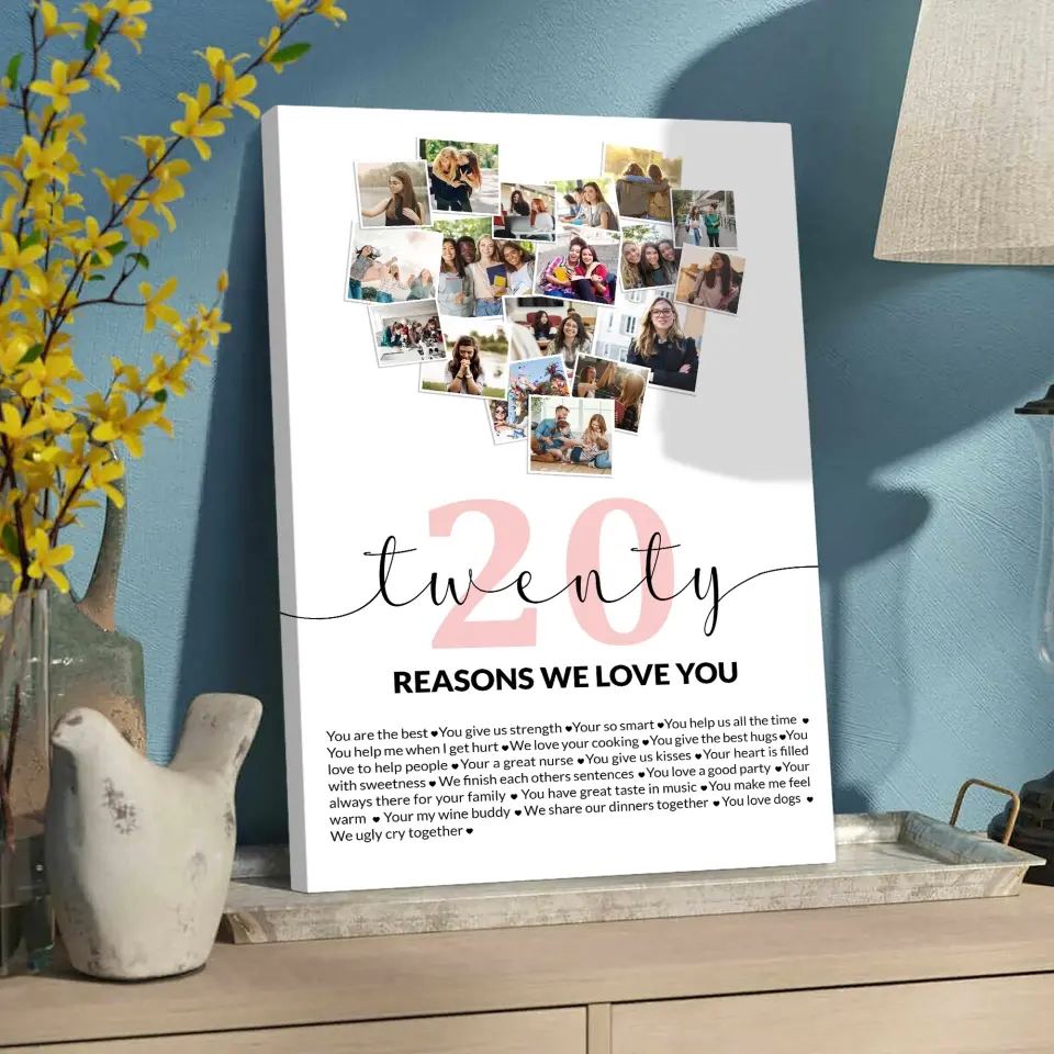 Twenty Reasons We Love You Upload Photo Canvas and Poster - Image 5