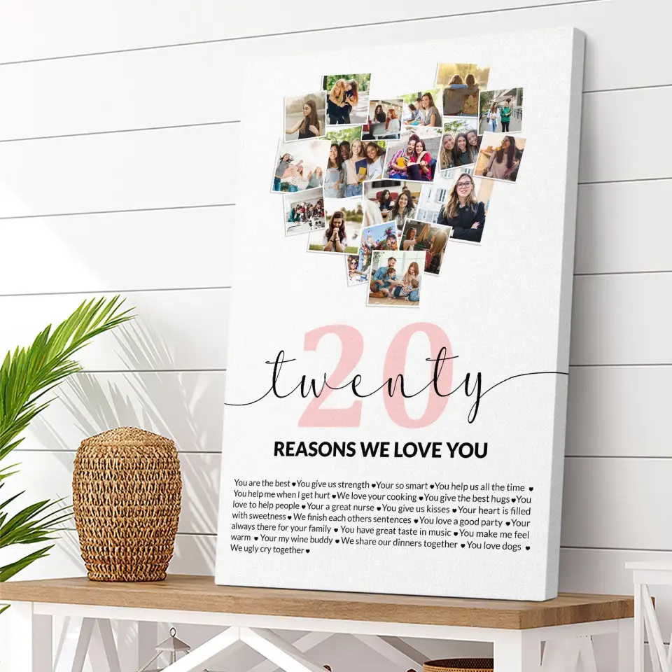 Twenty Reasons We Love You Upload Photo Canvas and Poster - Image 6