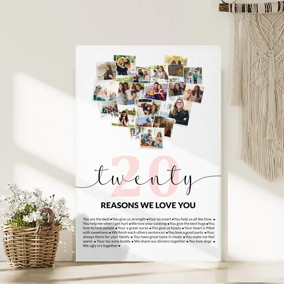 Twenty Reasons We Love You Upload Photo Canvas and Poster - Image 7