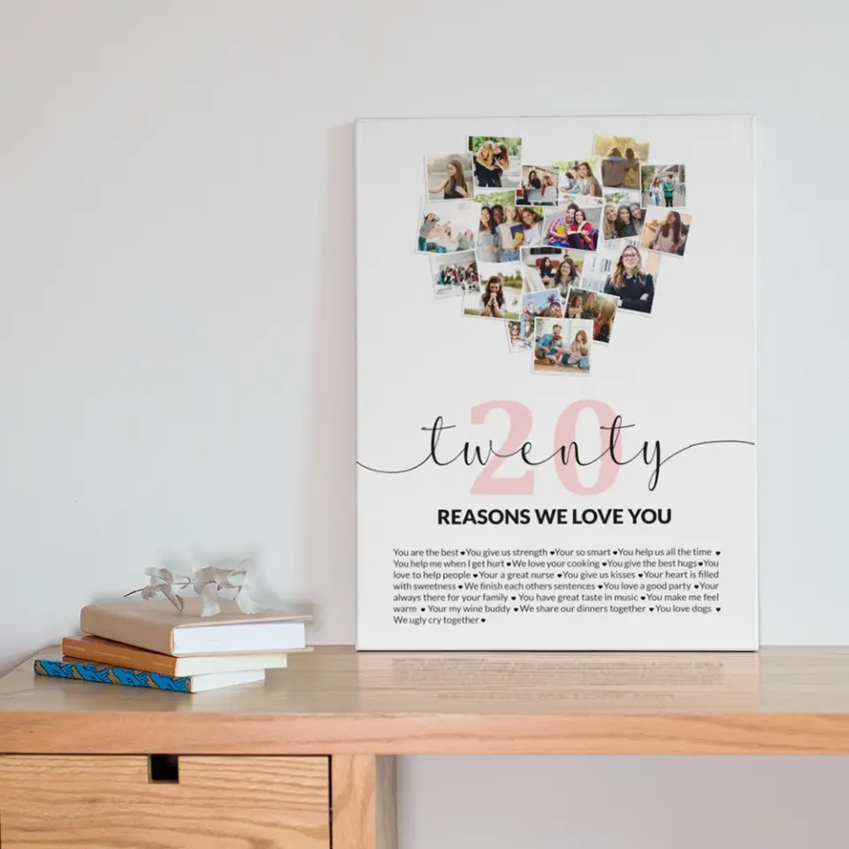 Twenty Reasons We Love You Upload Photo Canvas and Poster - Image 8