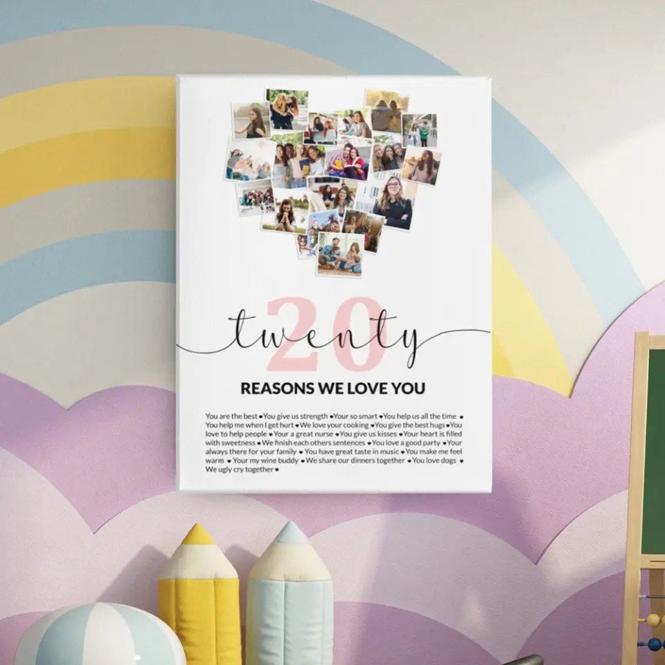 Twenty Reasons We Love You Upload Photo Canvas and Poster - Image 9