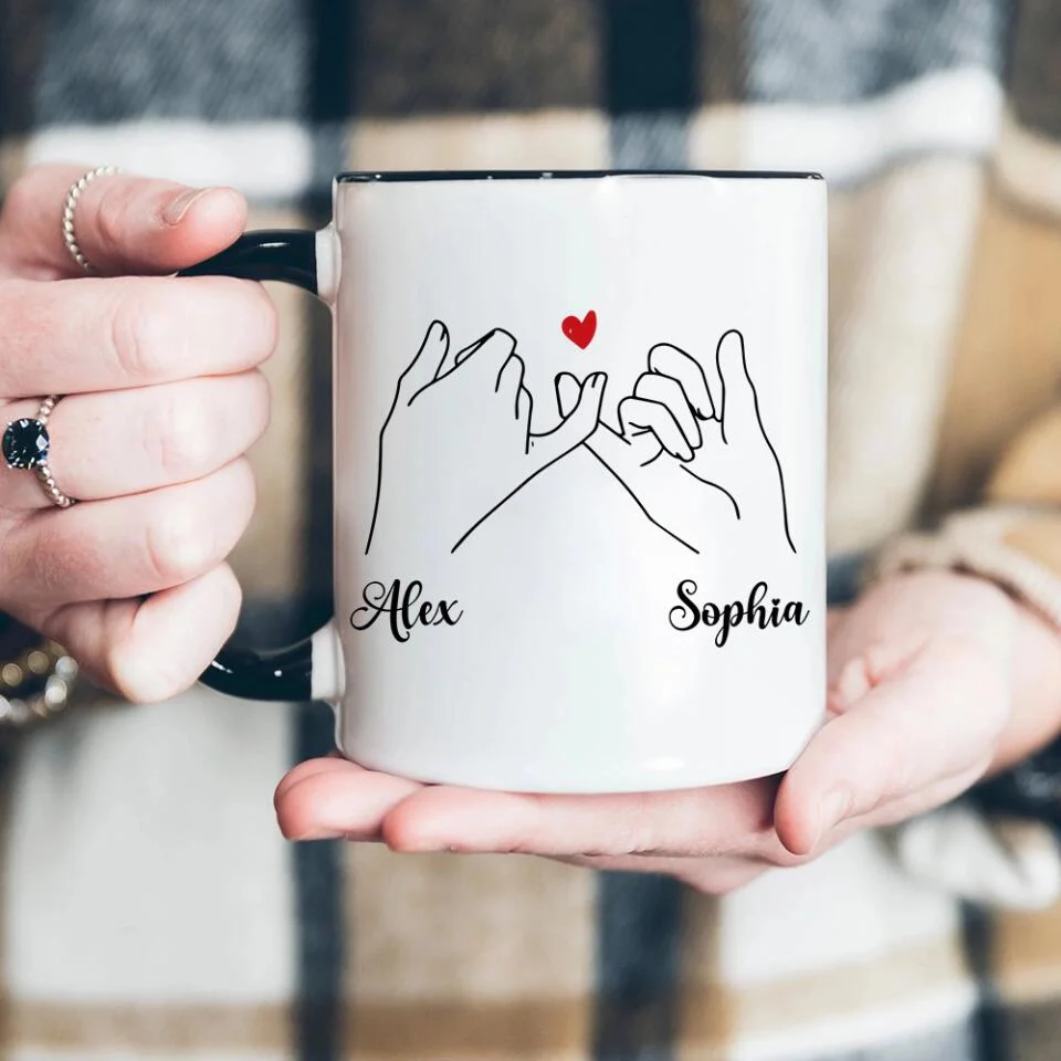 Twin Promise Hand Sign Personalized Accent Mug Birthday Gift - Image 4