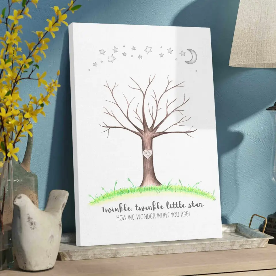 Twinkle Twinkle Little Star Fingerprint Canvas Poster Gender Reveal Gifts - Image 10