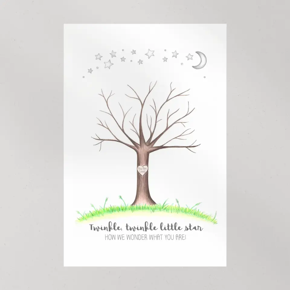 Twinkle Twinkle Little Star Fingerprint Canvas Poster Gender Reveal Gifts - Image 12