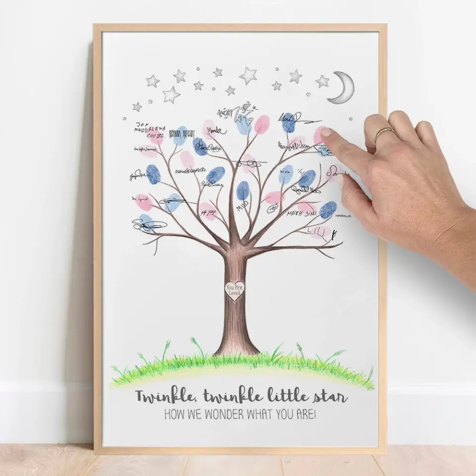 Twinkle Twinkle Little Star Fingerprint Canvas Poster Gender Reveal Gifts - Image 14