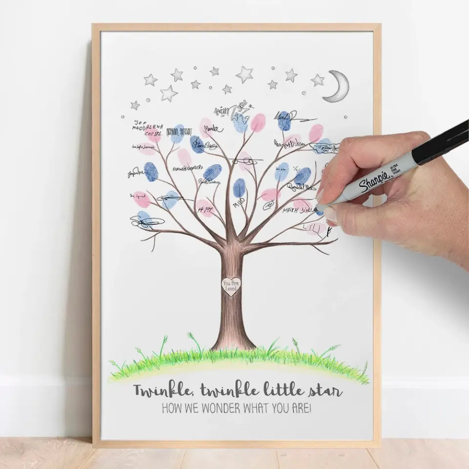 Twinkle Twinkle Little Star Fingerprint Canvas Poster Gender Reveal Gifts - Image 15