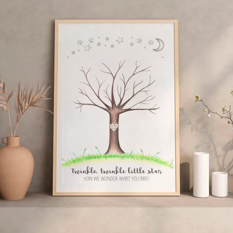 Twinkle Twinkle Little Star Fingerprint Canvas Poster Gender Reveal Gifts - Image 16