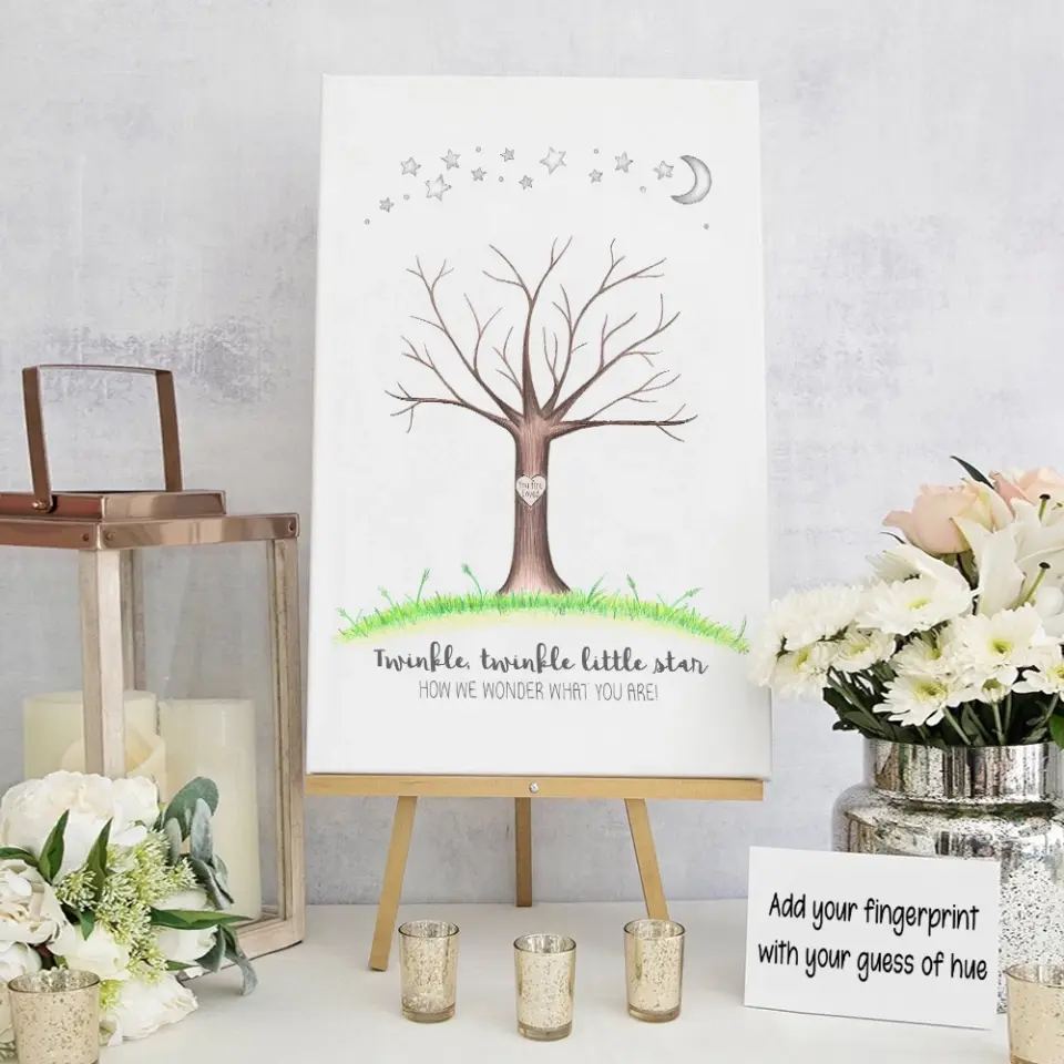 Twinkle Twinkle Little Star Fingerprint Canvas Poster Gender Reveal Gifts - Image 17