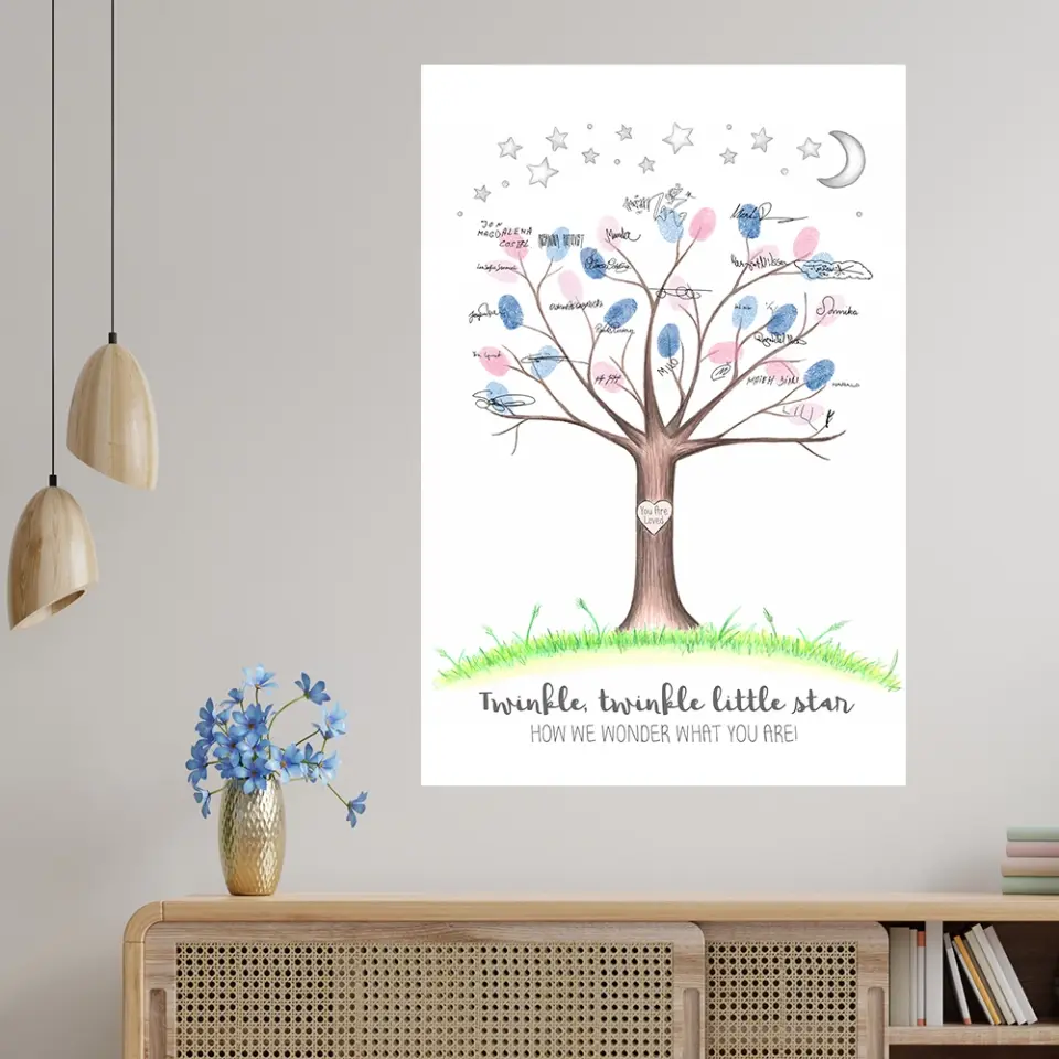 Twinkle Twinkle Little Star Fingerprint Canvas Poster Gender Reveal Gifts - Image 19