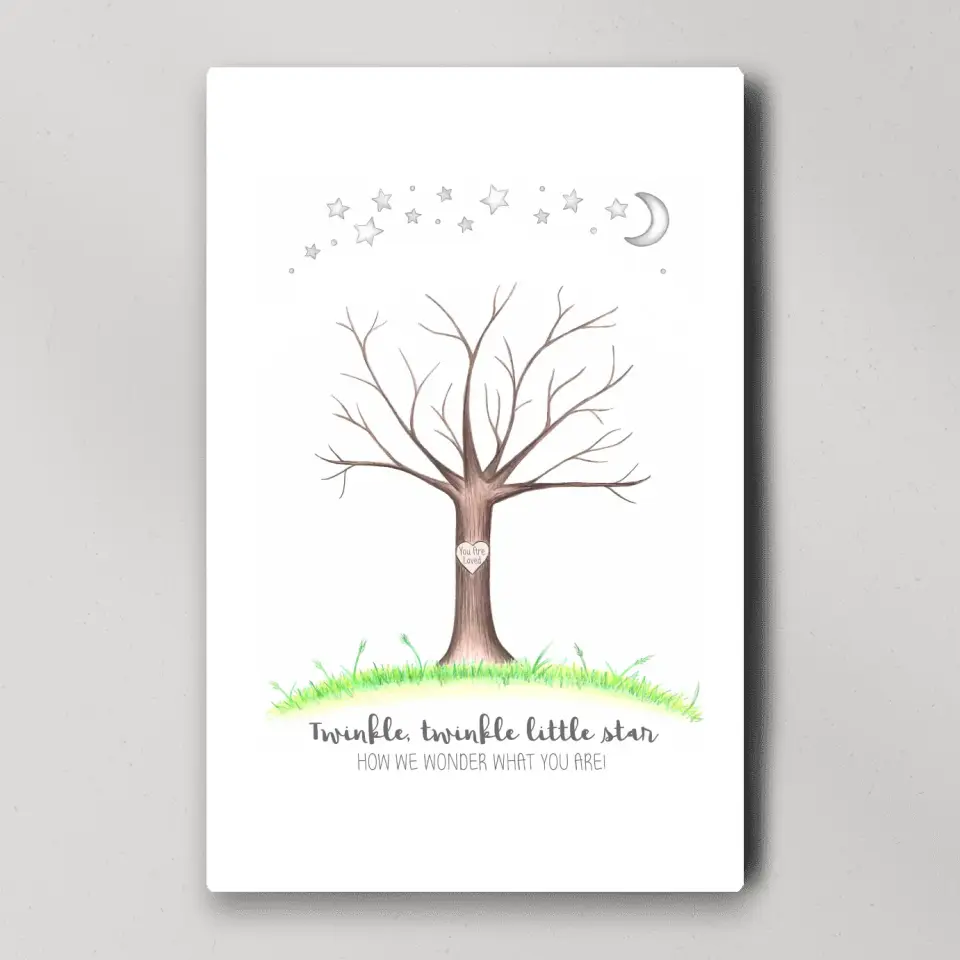 Twinkle Twinkle Little Star Fingerprint Canvas Poster Gender Reveal Gifts - Image 2