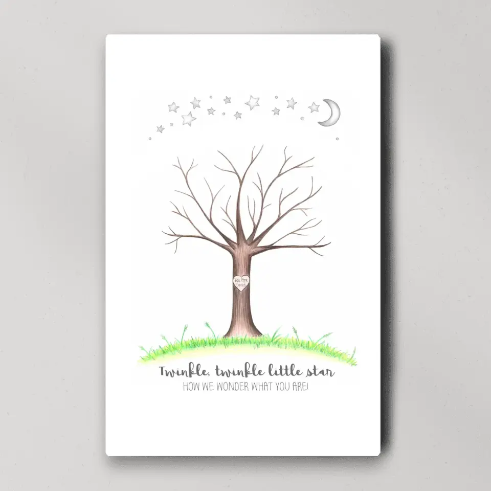 Twinkle Twinkle Little Star Fingerprint Canvas Poster Gender Reveal Gifts - Image 3