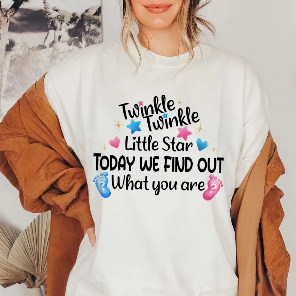 Twinkle Twinkle Little Star Gender Reveal Shirt - Gender Reveal Gift - Party Shirts for Men, Woman - Unisex Tee - Image 4