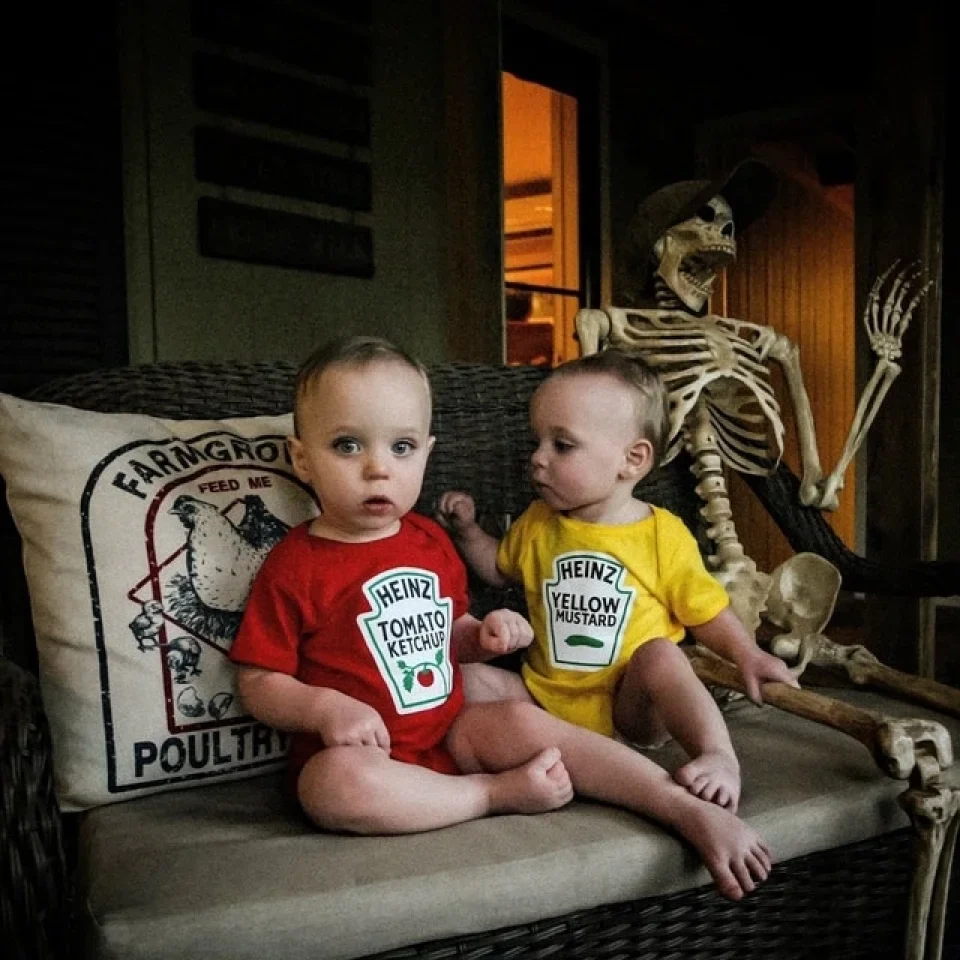 Twins Matching Halloween Costume - Onesie Babysuit - Halloween Gift For Baby Twins Triple - Image 13