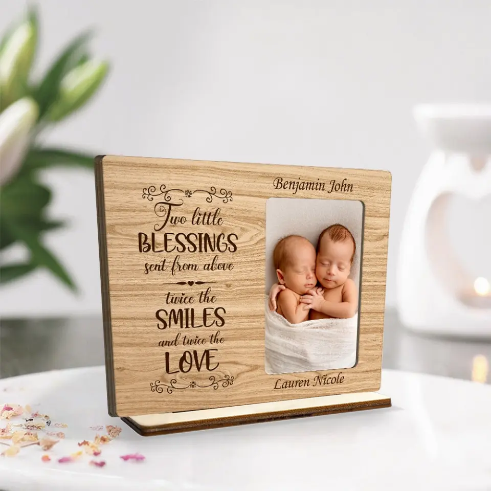 Two Little Blessings Custom Wooden Plaque - Image 2