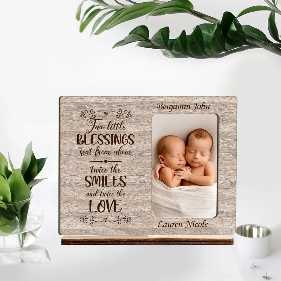 Two Little Blessings Custom Wooden Plaque - Image 3
