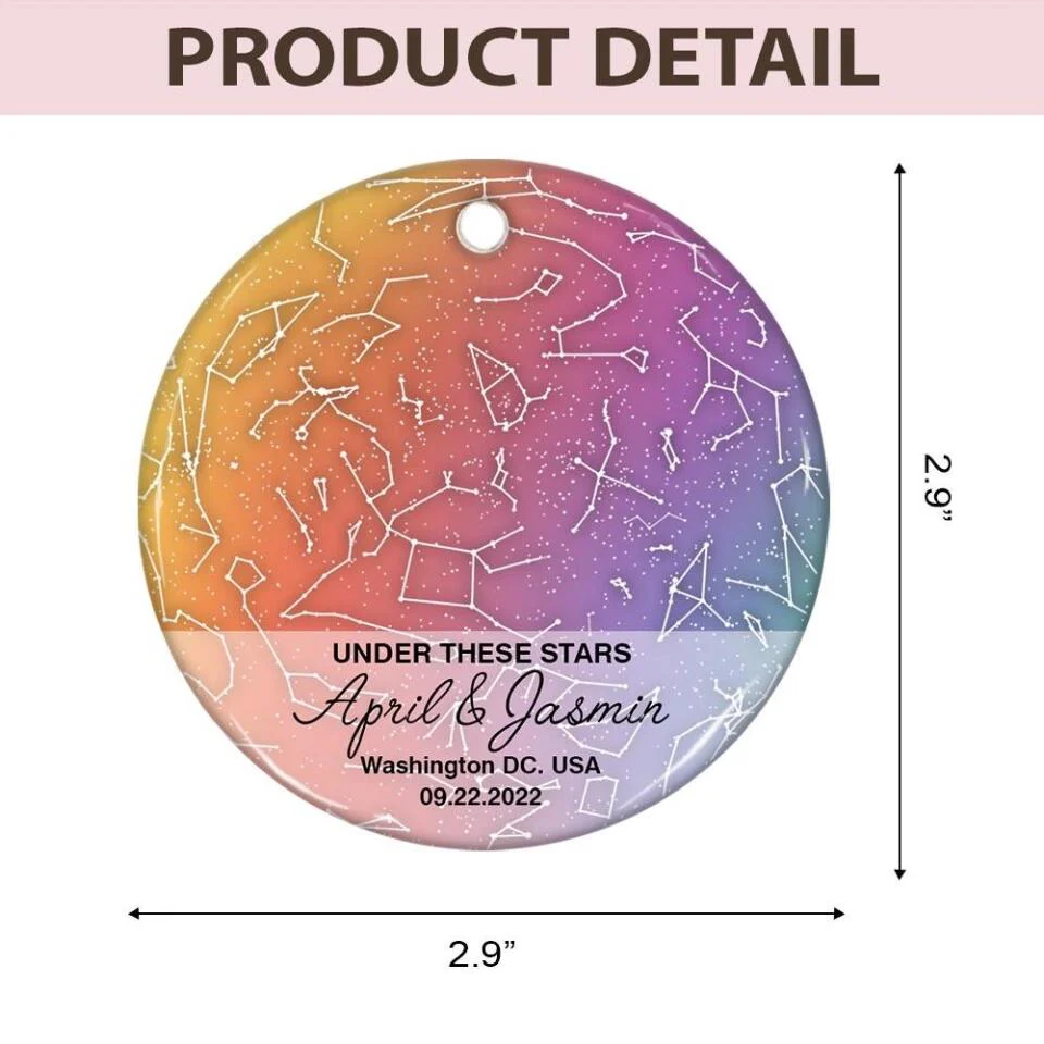 Under These Stars Personalized Star Map Ornament Christmas Gift for Lesbian Couple - Image 6
