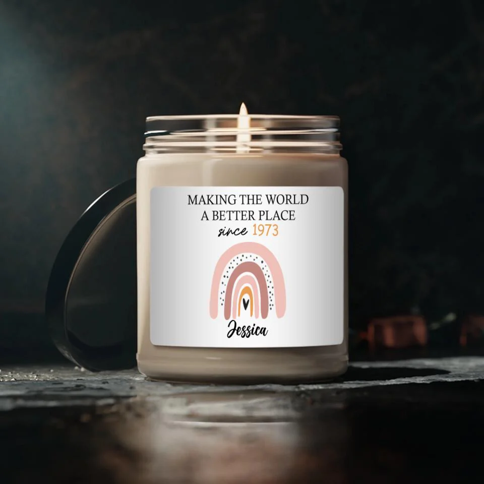 Making The World A Better Place - Personalized Scented Candle - Gift For Her On Anniversary - Image 2