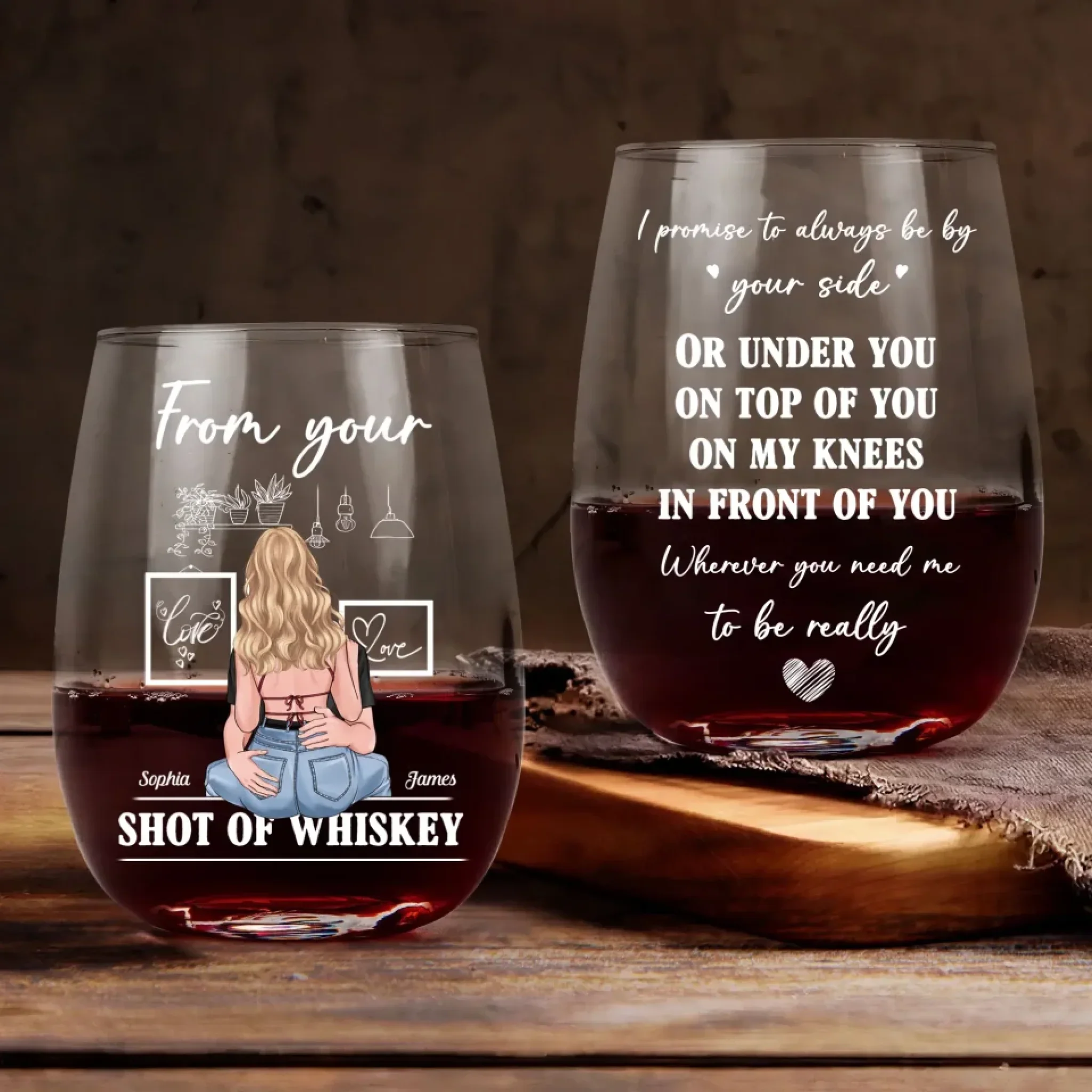 Valentine Gift - From your shot of whiskey - Personalized Wine Glass - Image 3