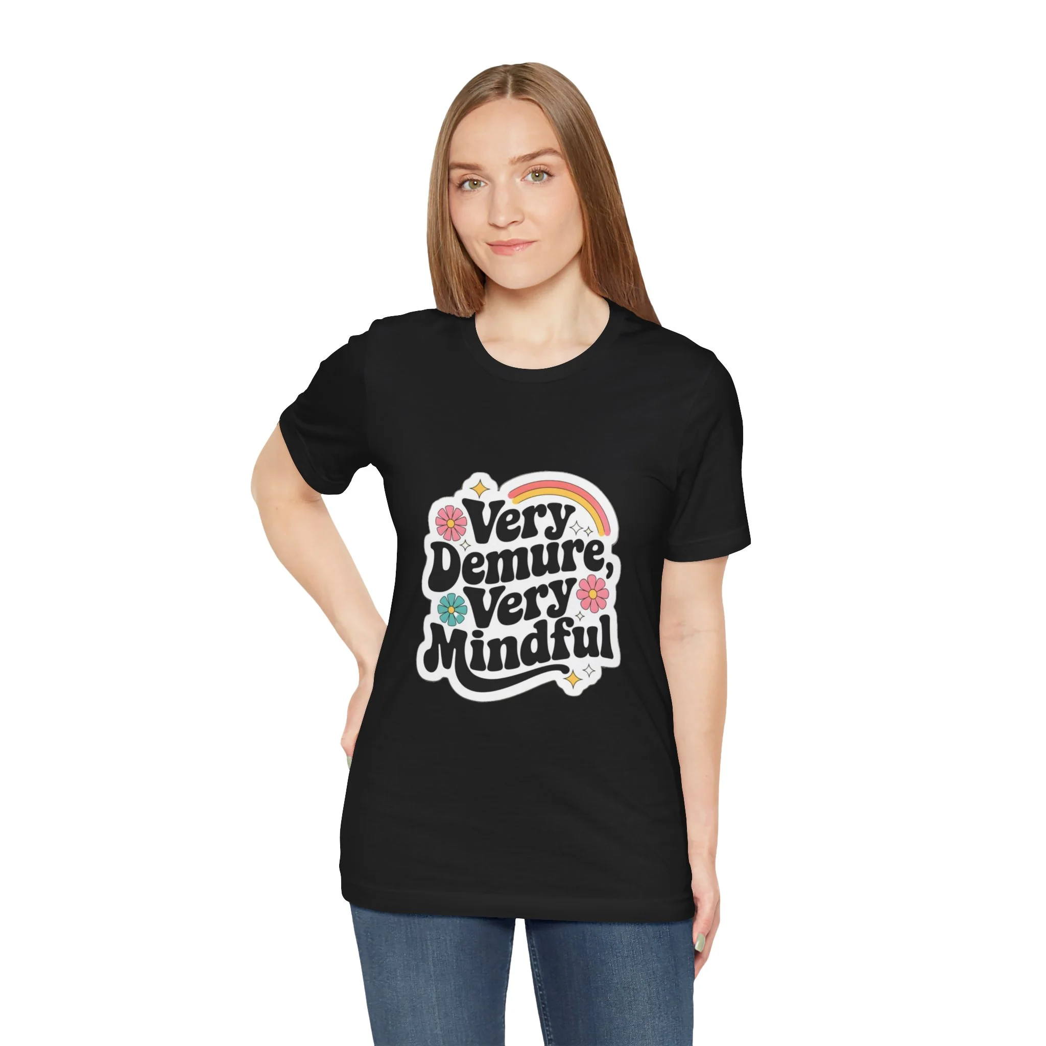 Very Demure Very Mindful - Women Groovy Style T-shirt - Funny Saying - Unisex Jersey Short Sleeve Shirt - Bella Canvas 3001 - Image 11