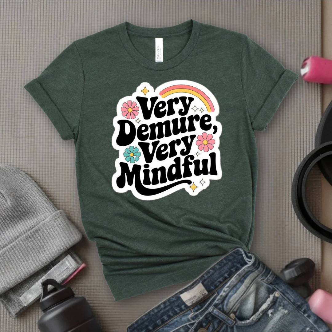 Very Demure Very Mindful - Women Groovy Style T-shirt - Funny Saying - Unisex Jersey Short Sleeve Shirt - Bella Canvas 3001 - Image 4