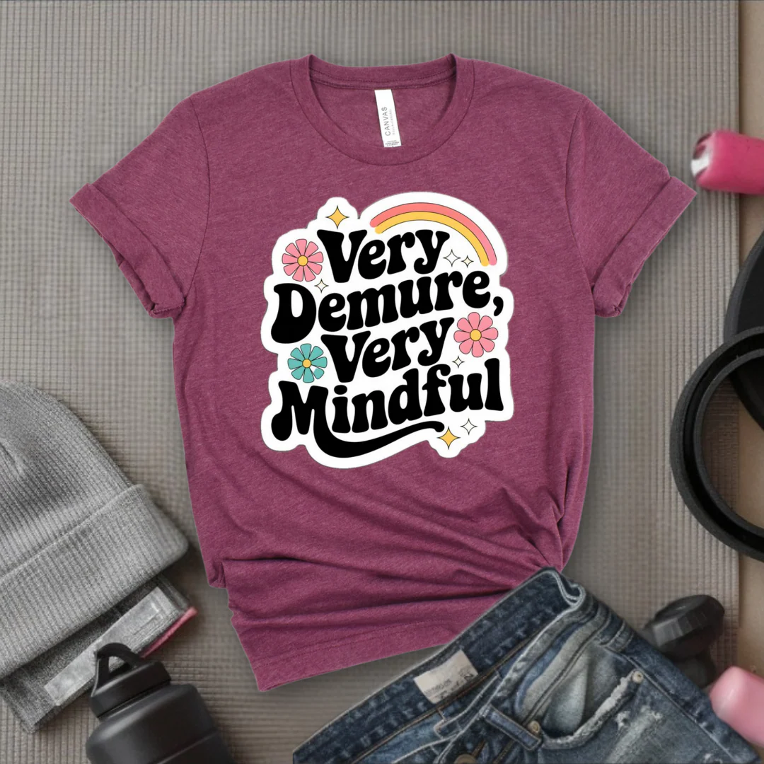 Very Demure Very Mindful - Women Groovy Style T-shirt - Funny Saying - Unisex Jersey Short Sleeve Shirt - Bella Canvas 3001 - Image 5