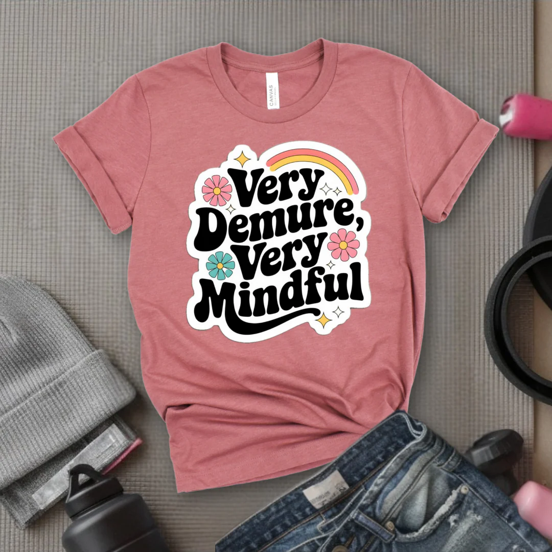 Very Demure Very Mindful - Women Groovy Style T-shirt - Funny Saying - Unisex Jersey Short Sleeve Shirt - Bella Canvas 3001 - Image 6
