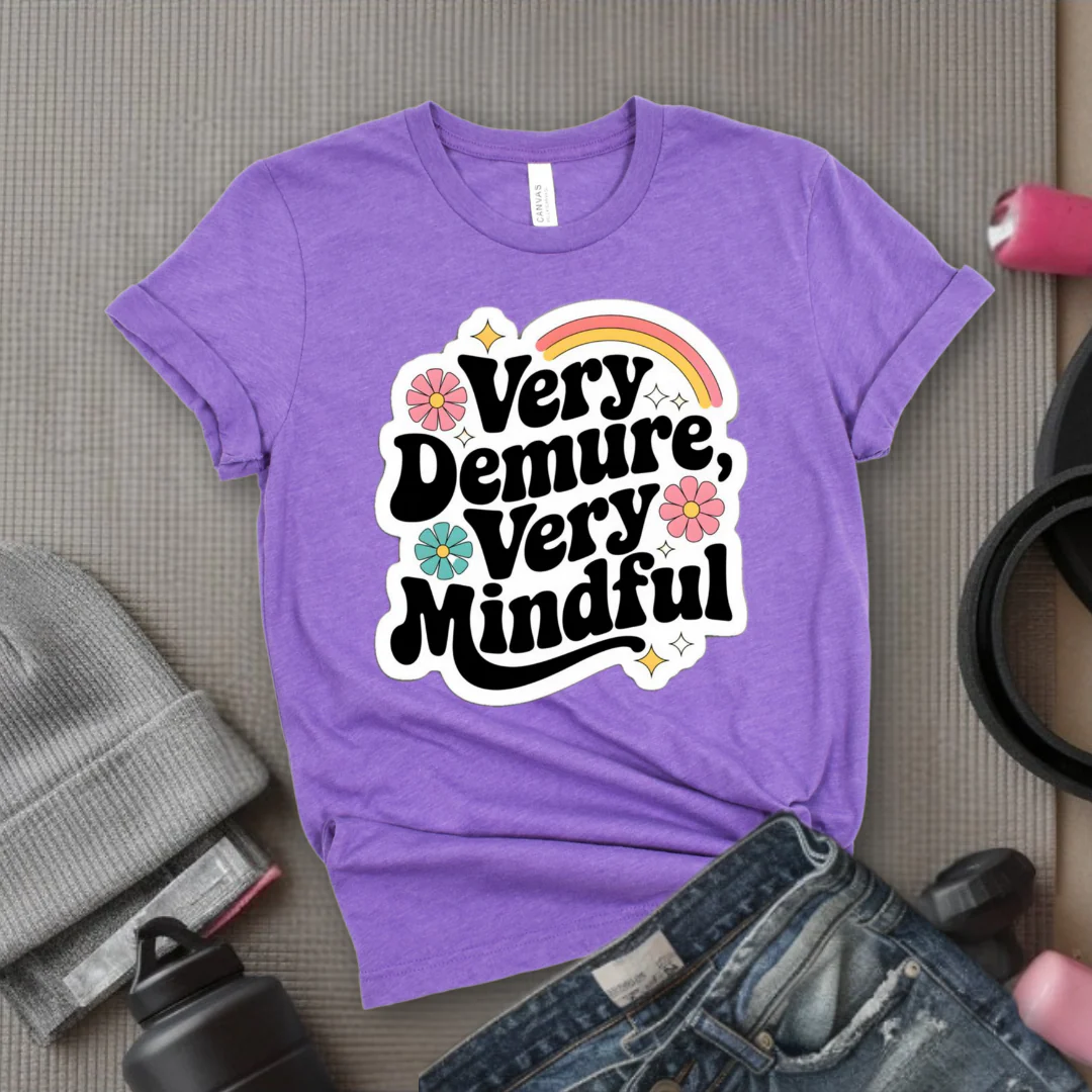 Very Demure Very Mindful - Women Groovy Style T-shirt - Funny Saying - Unisex Jersey Short Sleeve Shirt - Bella Canvas 3001 - Image 7