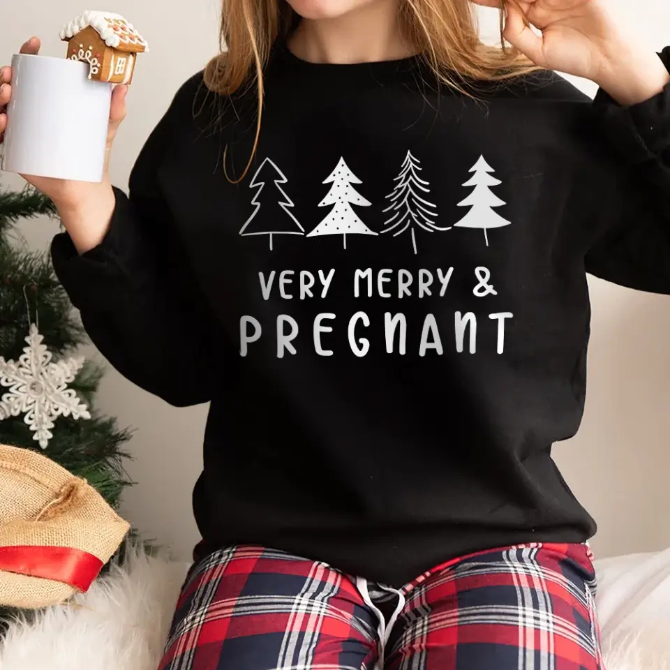 Very Merry & Pregnant, Cozy Sweatshirt for Mom-to-Be, Gift For New Mom Pregnant Wife | 311IHPNPTS1193 - Image 6