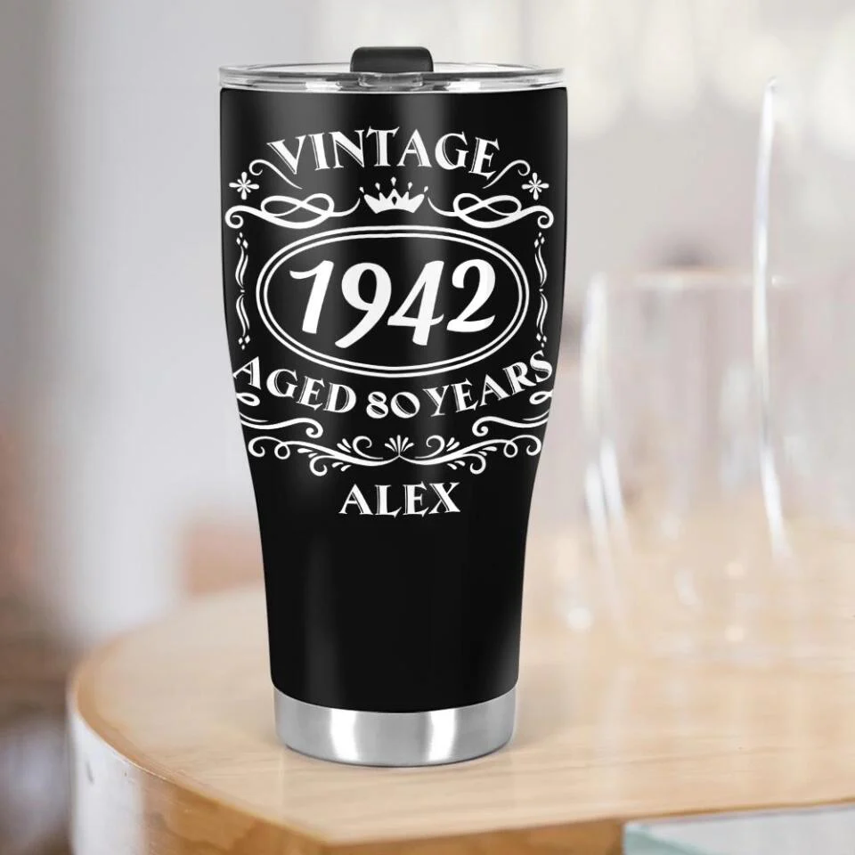 Vintage 1942 Happy 82th Birthday Custom Tumbler Birthday Gift For Grandpa - Image 3