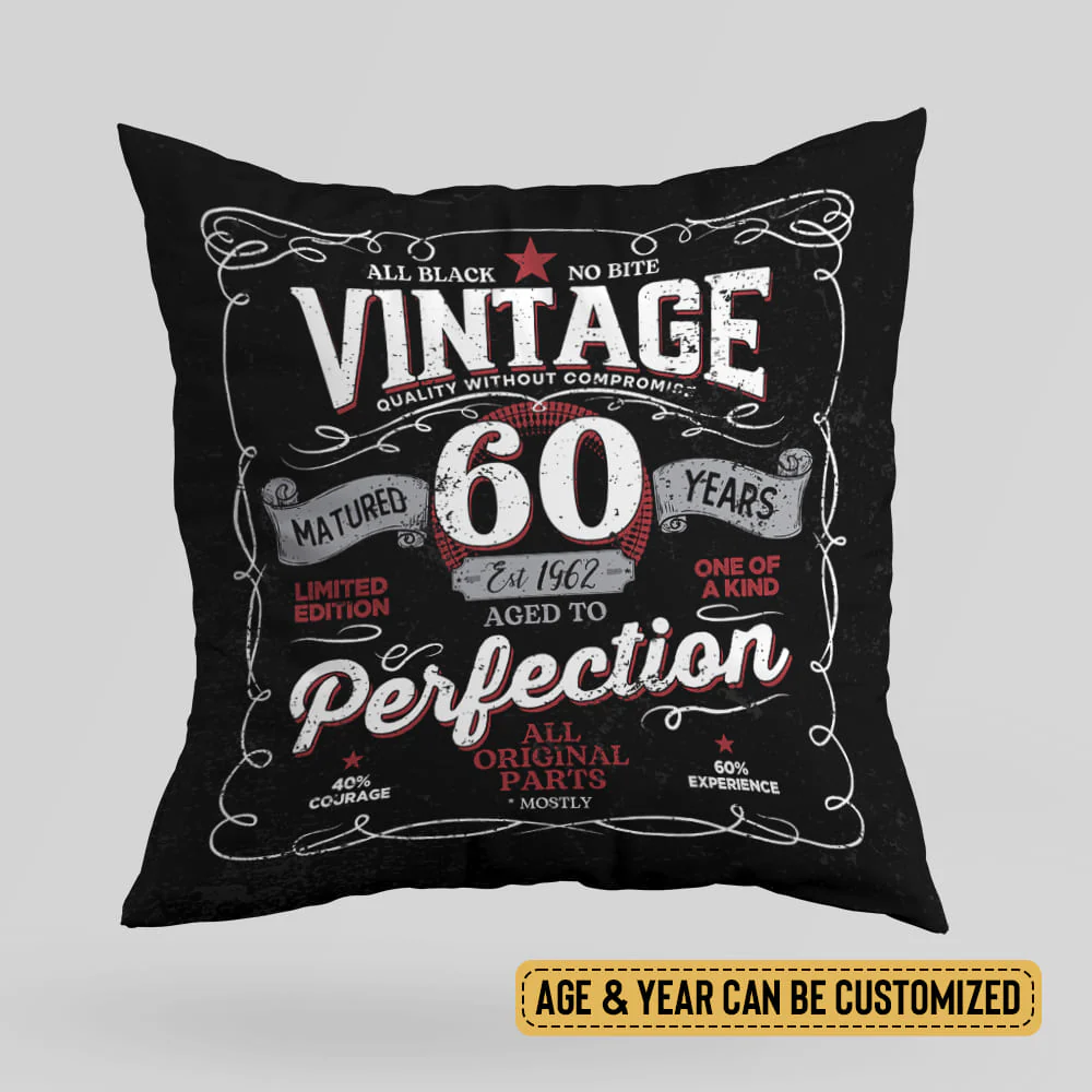 Vintage 1962 Aged To Perfection Personalized Canvas Pillow - Image 5
