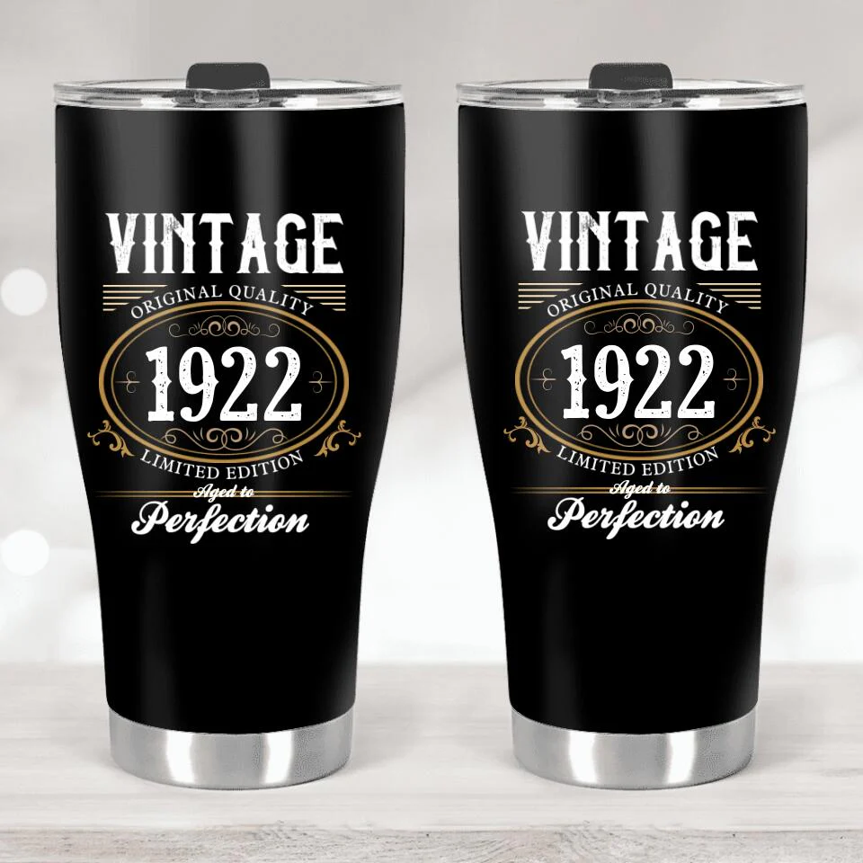 Vintage Original Quality, Aged To Perfection - Personalized Curved Tumbler - Birthday Gift - Image 2