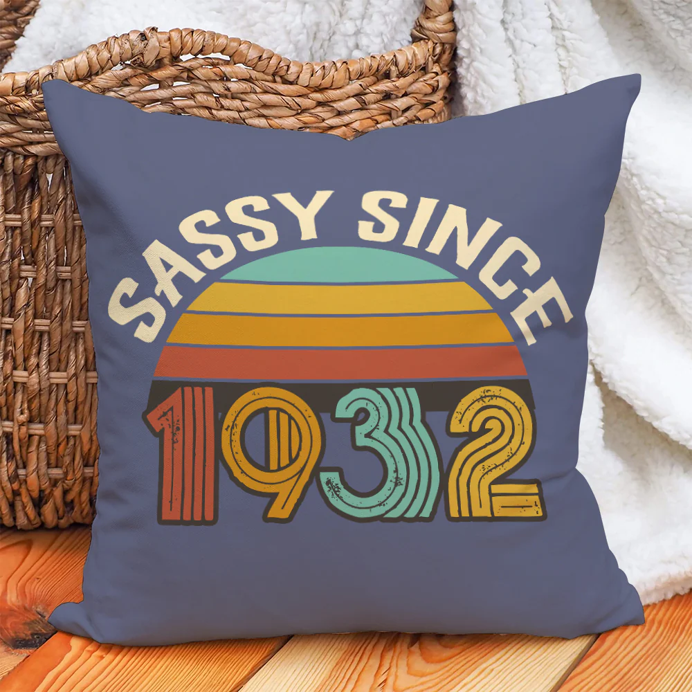 Vintage Sassy Since 1932 Personalized Canvas Pillow - Image 3