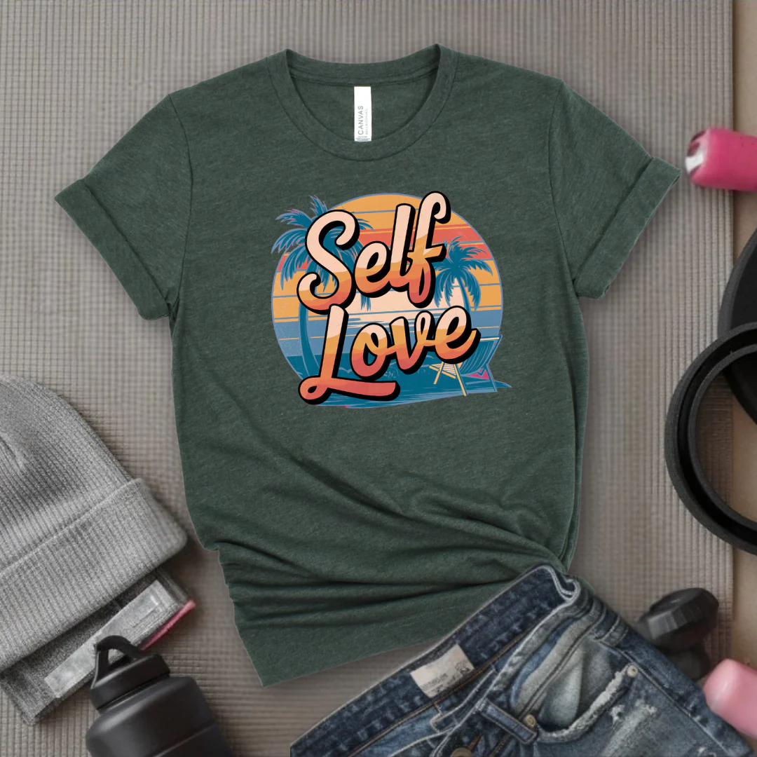 Vintage Self Love Beach Vibes T-shirt - Unisex Jersey Short Sleeve Shirt - Gift for Yourself - Bella Canvas 3001 - Image 4