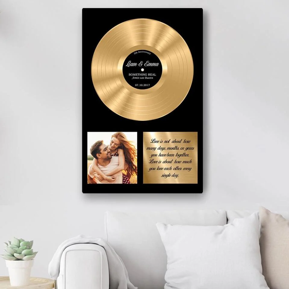 Vinyl Love Song Custom Canvas Poster Anniversary Gift For Couples - Image 10