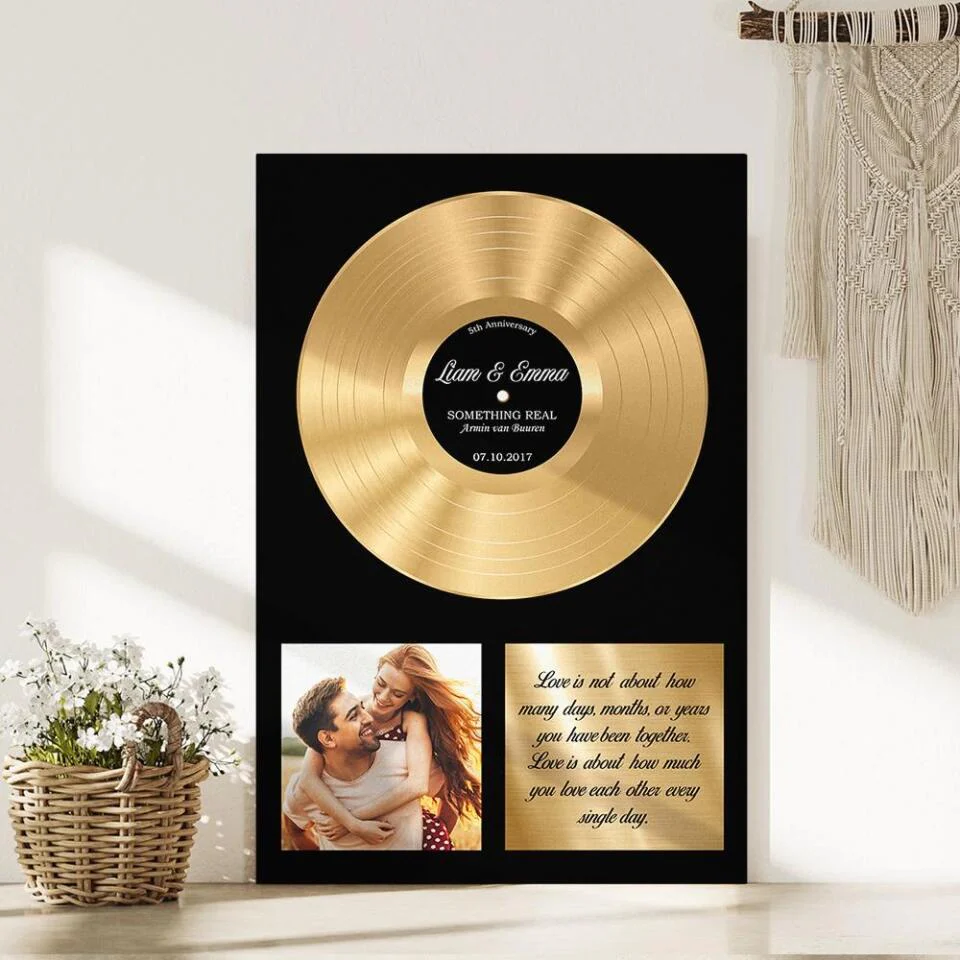 Vinyl Love Song Custom Canvas Poster Anniversary Gift For Couples - Image 5