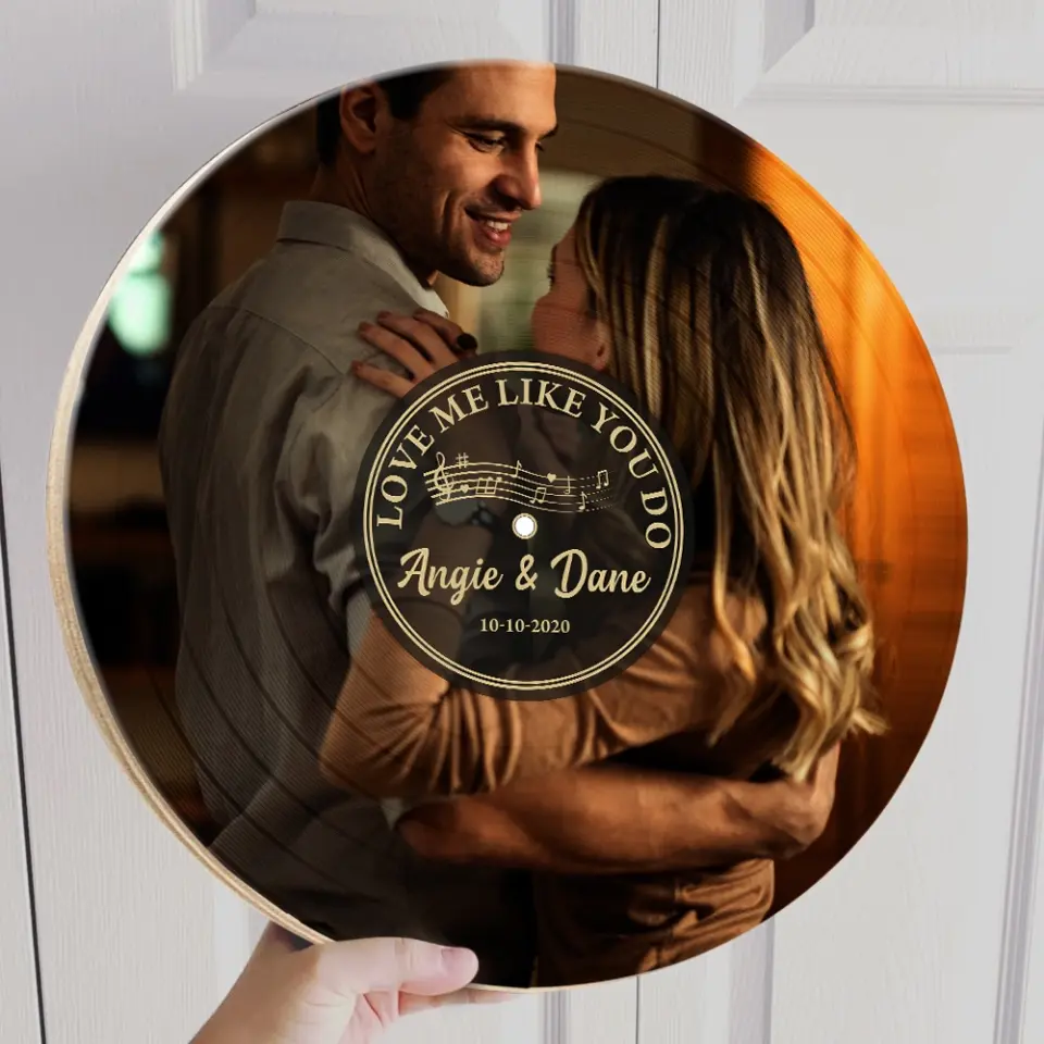 Couple Wooden Sign Vinyl Record - Personalized Round Wood Sign - Custom Song Name, Upload Photo - Gift For Your Love - Image 8