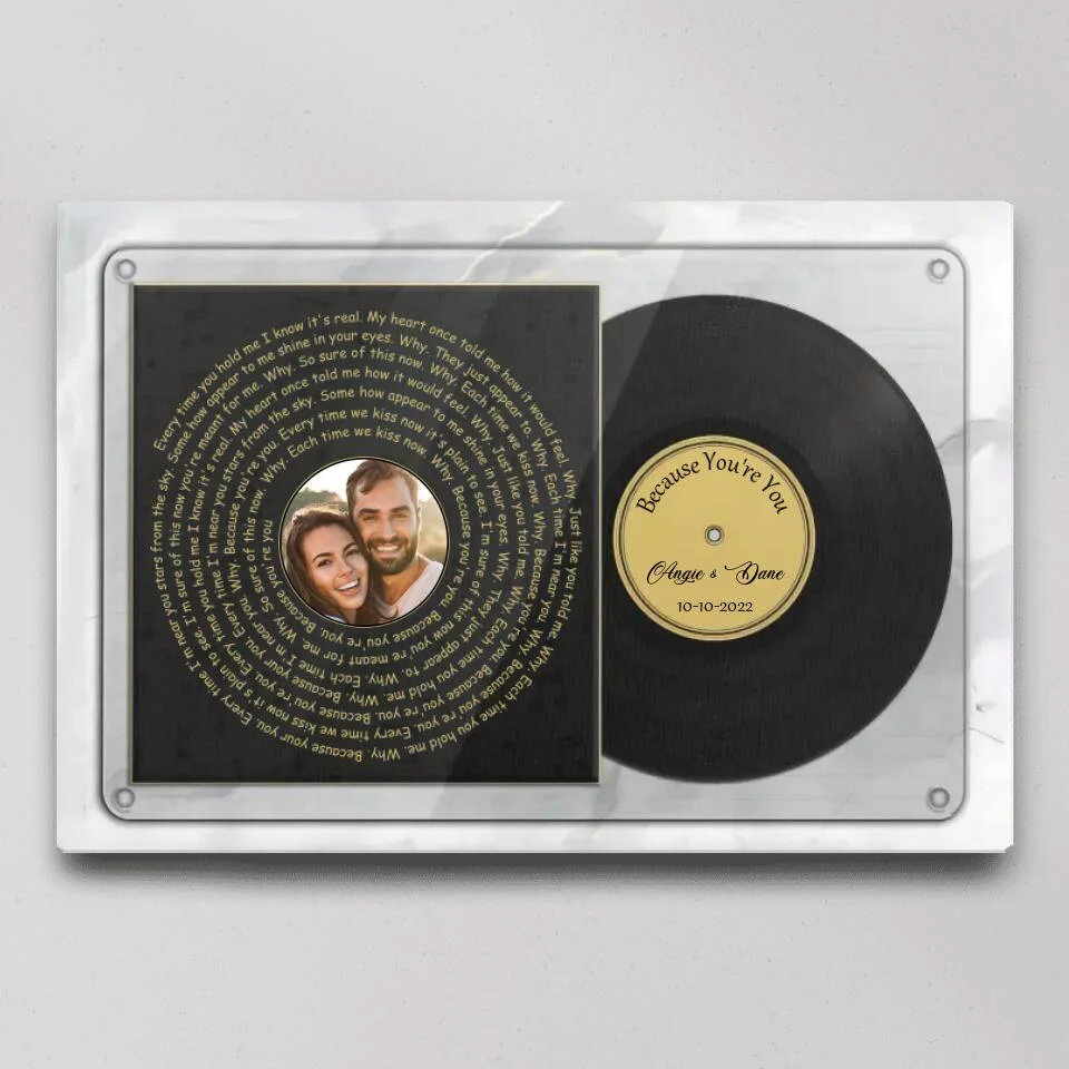 Vinyl Record With Favorite Song Lyrics Custom Canvas Poster Anniversary Gift For Couples