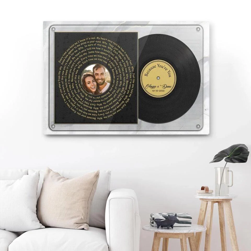 Vinyl Record With Favorite Song Lyrics Custom Canvas Poster Anniversary Gift For Couples - Image 11