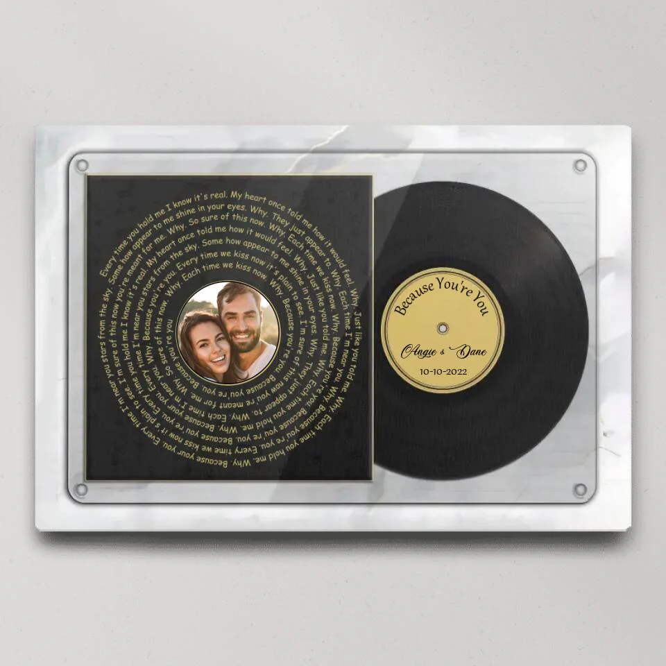 Vinyl Record With Favorite Song Lyrics Custom Canvas Poster Anniversary Gift For Couples - Image 2