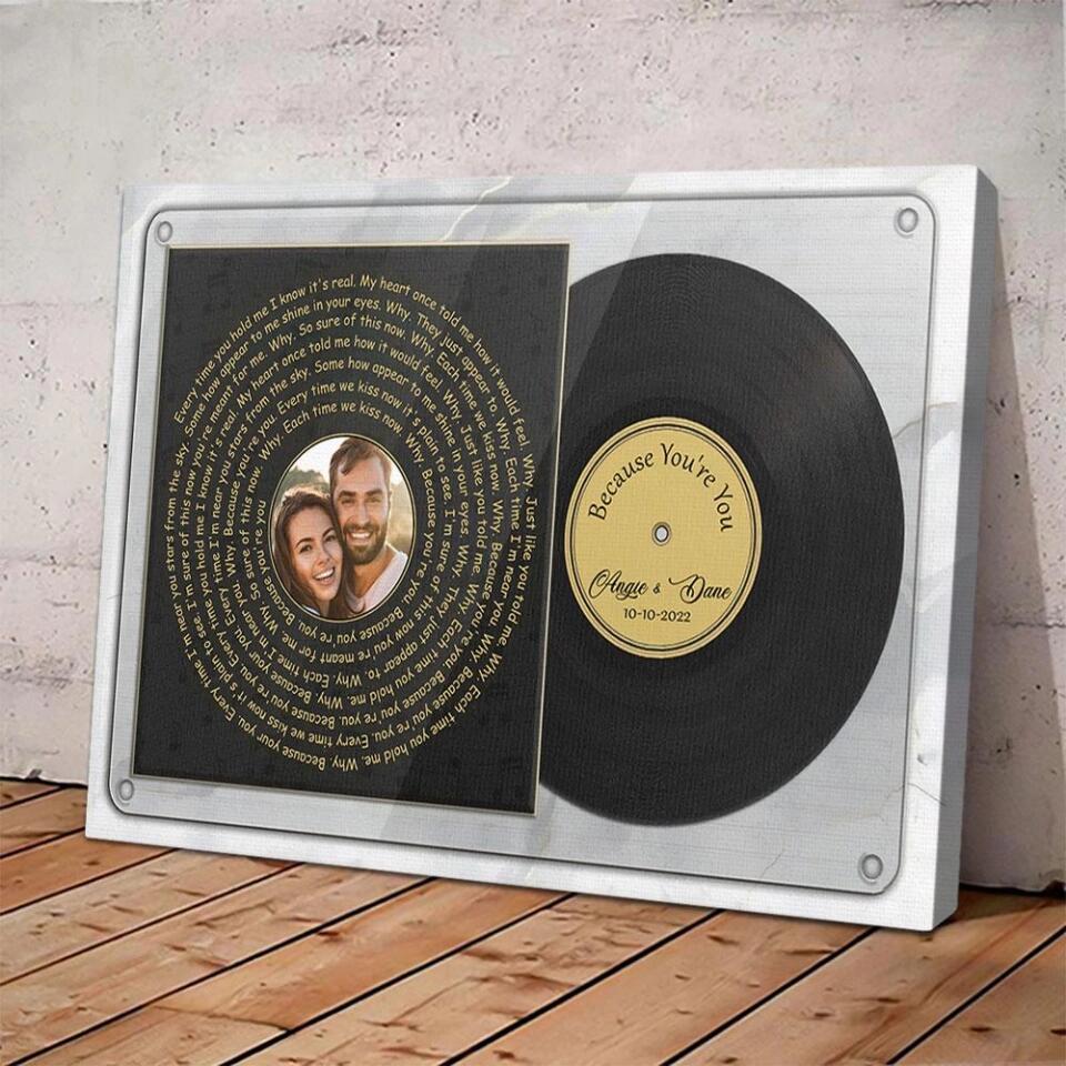 Vinyl Record With Favorite Song Lyrics Custom Canvas Poster Anniversary Gift For Couples - Image 6