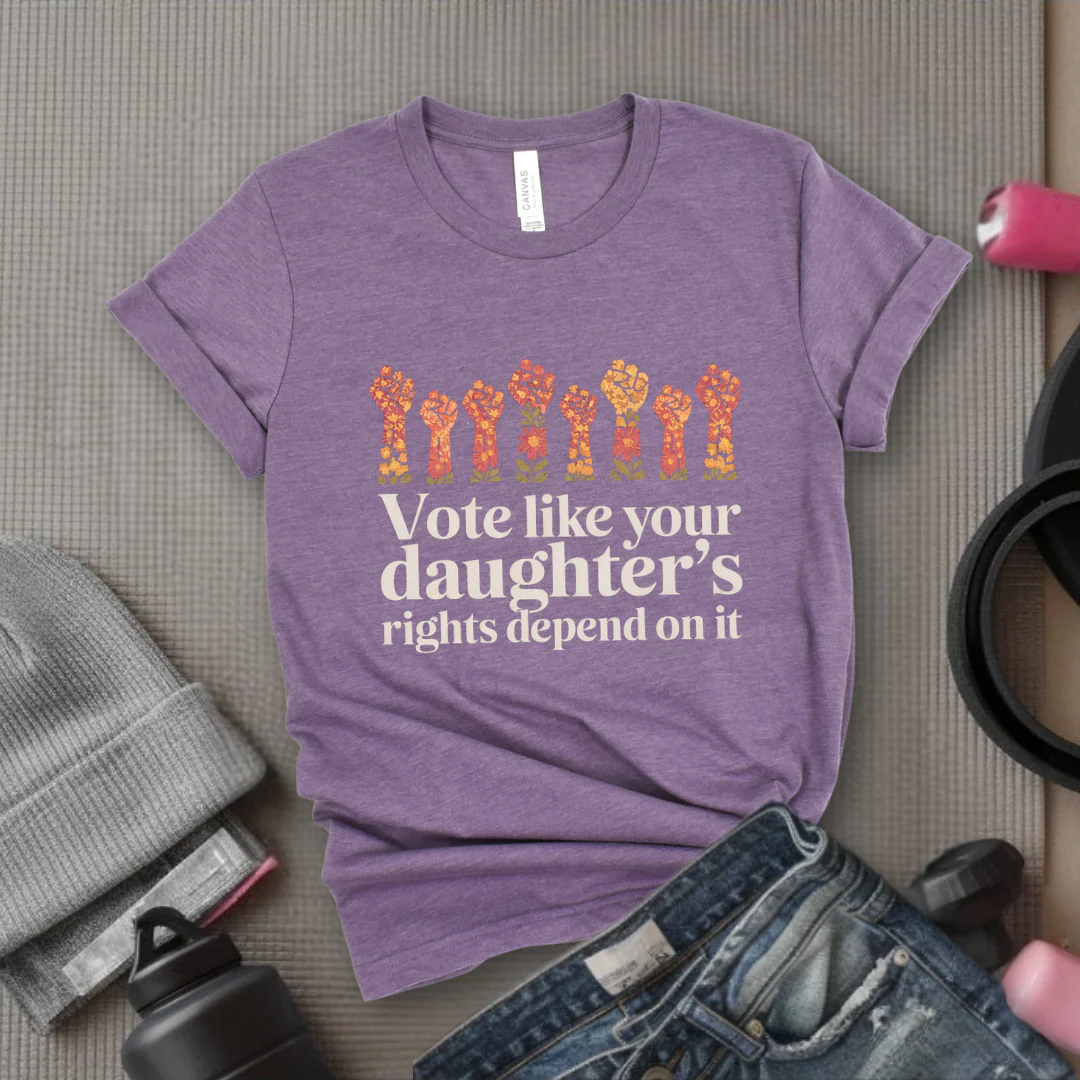 Vote Like Your Daughter's Rights Depend On It Flowers - Girl Power Inspirational T-Shirt - Women Empowerment Tee - Gift for Her - Bella Canvas 3001 - Image 2