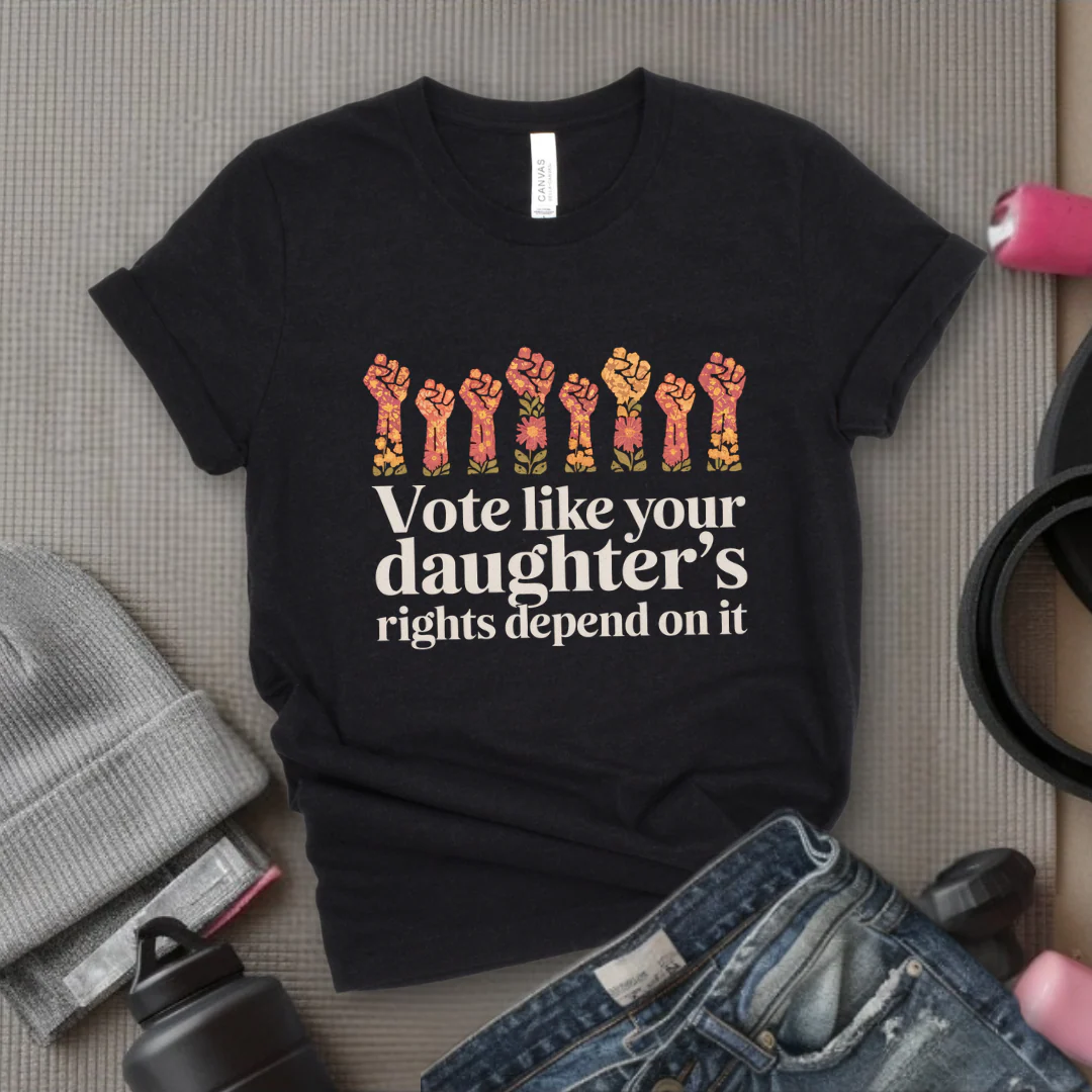 Vote Like Your Daughter's Rights Depend On It Flowers - Girl Power Inspirational T-Shirt - Women Empowerment Tee - Gift for Her - Bella Canvas 3001 - Image 3