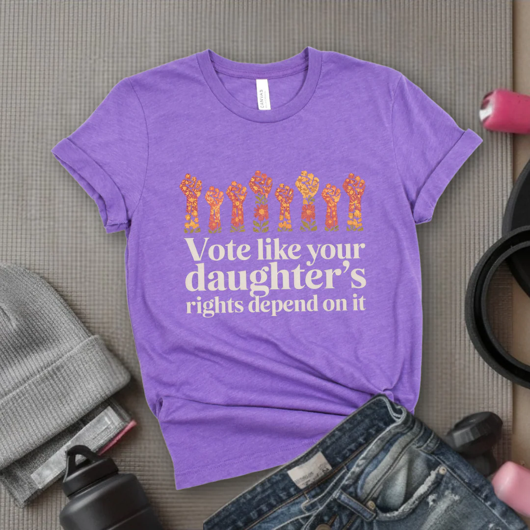 Vote Like Your Daughter's Rights Depend On It Flowers - Girl Power Inspirational T-Shirt - Women Empowerment Tee - Gift for Her - Bella Canvas 3001 - Image 7